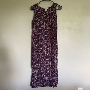 Vintage Floral Sleeveless Maxi Dress
